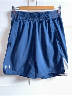 Under Armour Men's Navy Blue Athletic Shorts with White Accent
